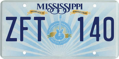 MS license plate ZFT140