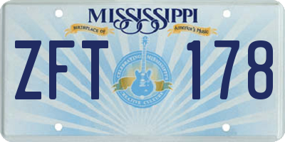 MS license plate ZFT178