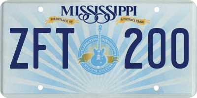 MS license plate ZFT200