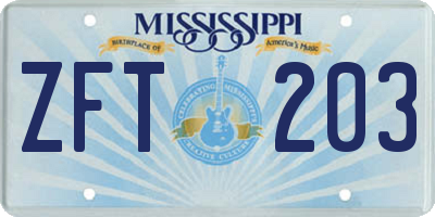 MS license plate ZFT203