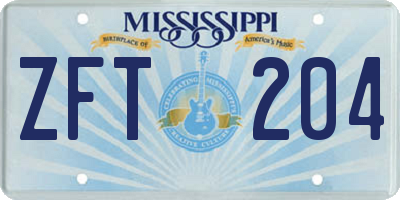 MS license plate ZFT204