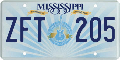 MS license plate ZFT205