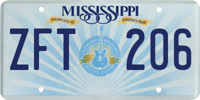 MS license plate ZFT206