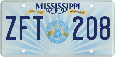 MS license plate ZFT208