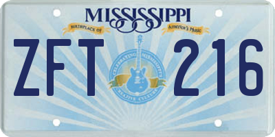 MS license plate ZFT216