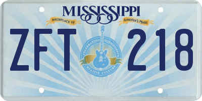 MS license plate ZFT218