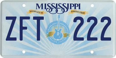 MS license plate ZFT222
