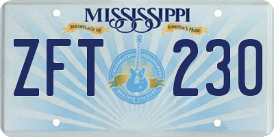 MS license plate ZFT230