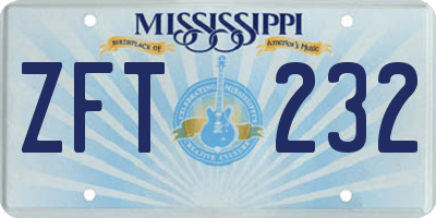 MS license plate ZFT232