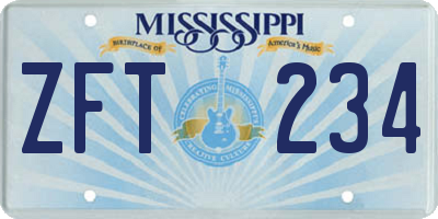 MS license plate ZFT234