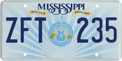 MS license plate ZFT235