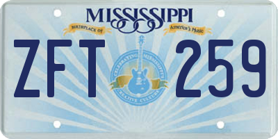 MS license plate ZFT259