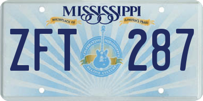 MS license plate ZFT287