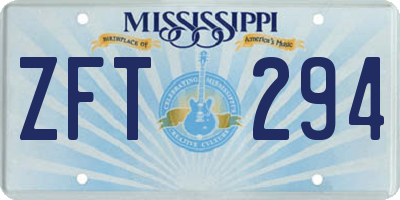 MS license plate ZFT294