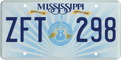 MS license plate ZFT298