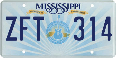 MS license plate ZFT314