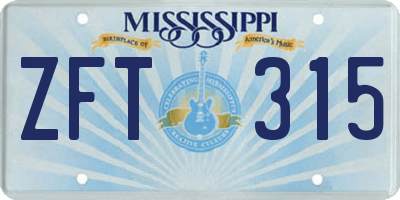 MS license plate ZFT315