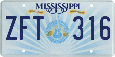 MS license plate ZFT316