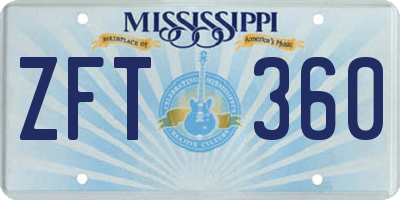 MS license plate ZFT360
