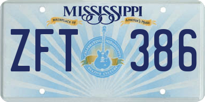 MS license plate ZFT386