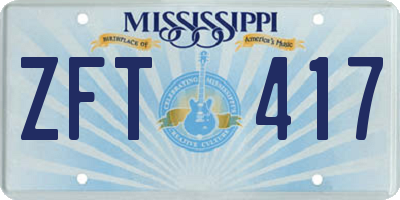 MS license plate ZFT417
