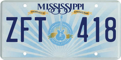 MS license plate ZFT418