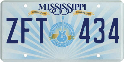 MS license plate ZFT434