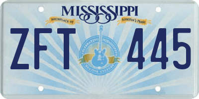 MS license plate ZFT445