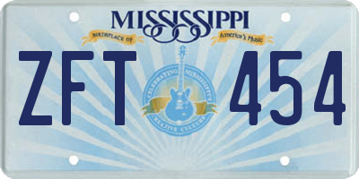 MS license plate ZFT454