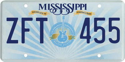 MS license plate ZFT455