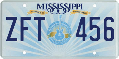 MS license plate ZFT456
