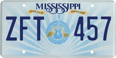 MS license plate ZFT457