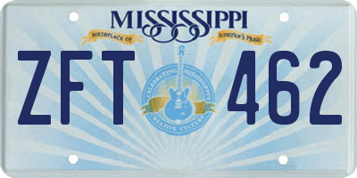 MS license plate ZFT462