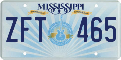 MS license plate ZFT465