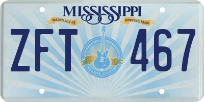 MS license plate ZFT467