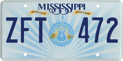 MS license plate ZFT472