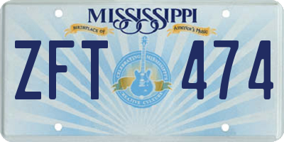 MS license plate ZFT474