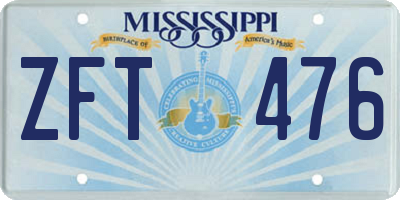 MS license plate ZFT476