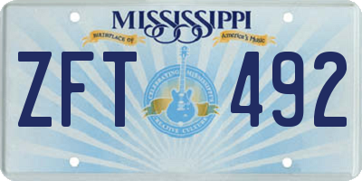 MS license plate ZFT492
