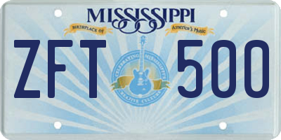 MS license plate ZFT500