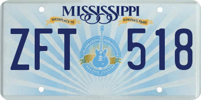 MS license plate ZFT518