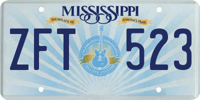 MS license plate ZFT523