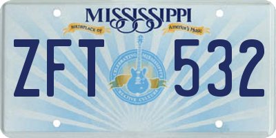 MS license plate ZFT532