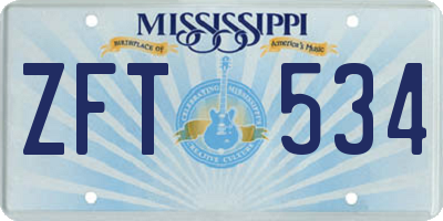 MS license plate ZFT534