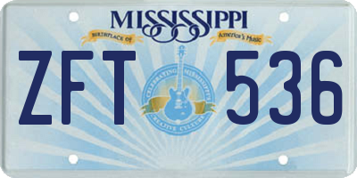 MS license plate ZFT536