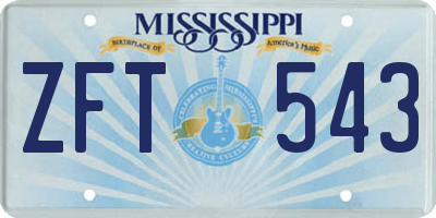MS license plate ZFT543