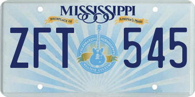 MS license plate ZFT545