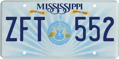 MS license plate ZFT552