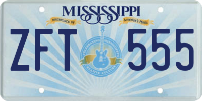 MS license plate ZFT555