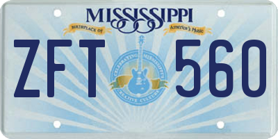 MS license plate ZFT560